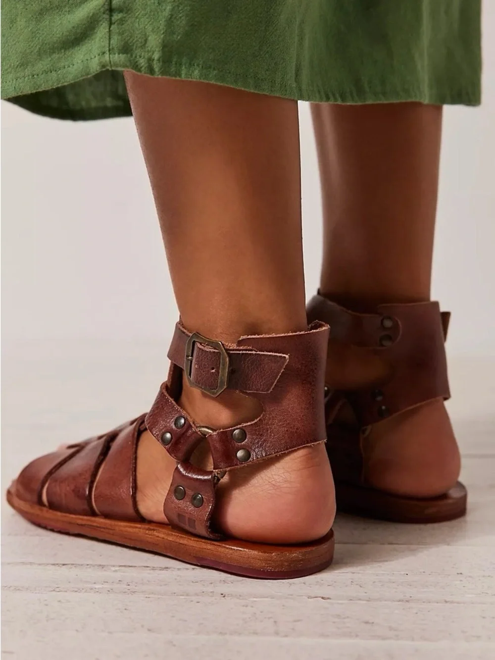 Bedstu Bed Stu Hera Gladiator Almond Rustic Strap Studded Sandals Womens 11 NEW